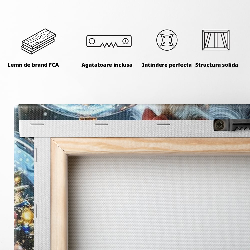 Canvas Wall Art Premium, LuxCanva® D1119, Wunder der Palme, Traum, großzügig, Globus, Kristall, Geheimnis, Geschenk, Magie, Kugel, Kugel, Hand, Geschenk, Weihnachtsmann, Wohnen, Schlafzimmer