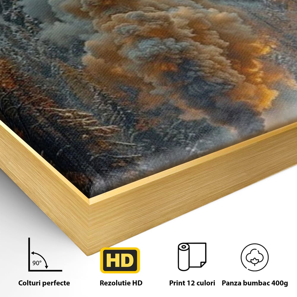 Tablou Canvas Premium, LuxCanva® D1120, Trenul Timpului, Drum, Aburi, Munti, Calatorie, Craciun, Fum, Gara, Tren, Polar, Express, Aventura, Nostalgie, Natura, Vacanta, Living, Dormitor