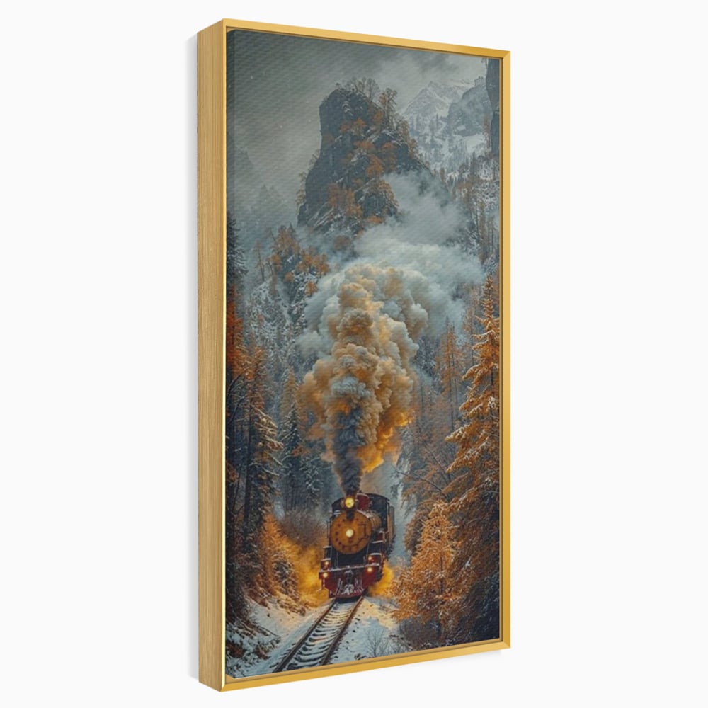 Tablou Canvas Premium, LuxCanva® D1120, Trenul Timpului, Drum, Aburi, Munti, Calatorie, Craciun, Fum, Gara, Tren, Polar, Express, Aventura, Nostalgie, Natura, Vacanta, Living, Dormitor