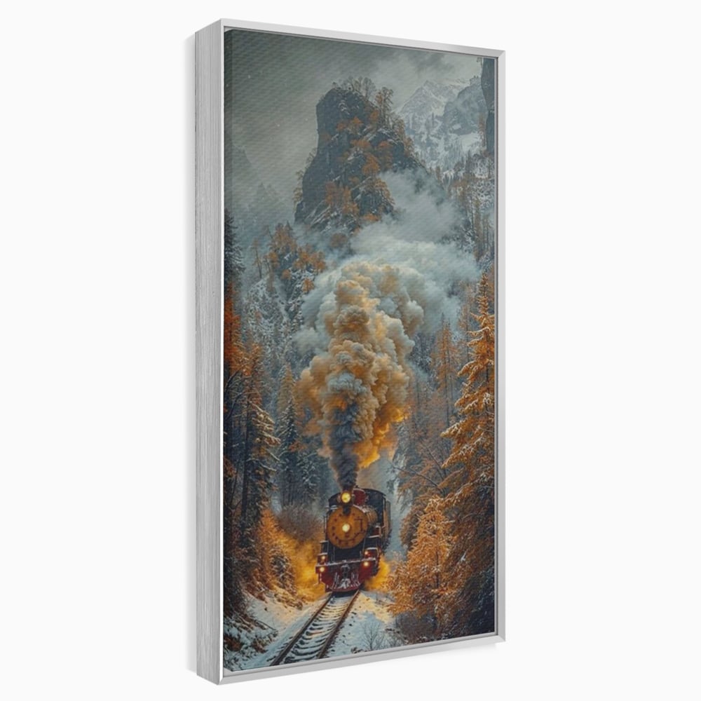 Tablou Canvas Premium, LuxCanva® D1120, Trenul Timpului, Drum, Aburi, Munti, Calatorie, Craciun, Fum, Gara, Tren, Polar, Express, Aventura, Nostalgie, Natura, Vacanta, Living, Dormitor