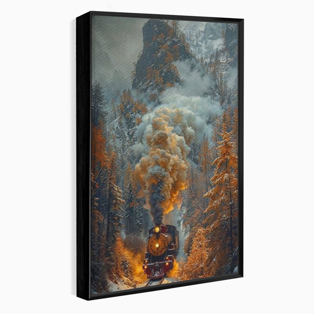 Tablou Canvas Premium, LuxCanva® D1120, Trenul Timpului, Drum, Aburi, Munti, Calatorie, Craciun, Fum, Gara, Tren, Polar, Express, Aventura, Nostalgie, Natura, Vacanta, Living, Dormitor