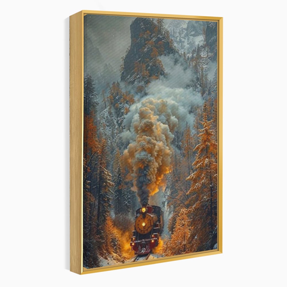 Tablou Canvas Premium, LuxCanva® D1120, Trenul Timpului, Drum, Aburi, Munti, Calatorie, Craciun, Fum, Gara, Tren, Polar, Express, Aventura, Nostalgie, Natura, Vacanta, Living, Dormitor