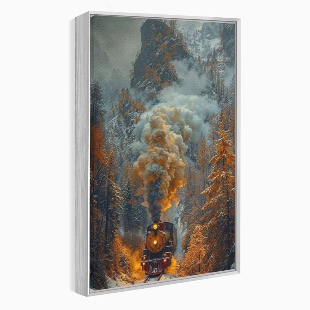 Tablou Canvas Premium, LuxCanva® D1120, Trenul Timpului, Drum, Aburi, Munti, Calatorie, Craciun, Fum, Gara, Tren, Polar, Express, Aventura, Nostalgie, Natura, Vacanta, Living, Dormitor