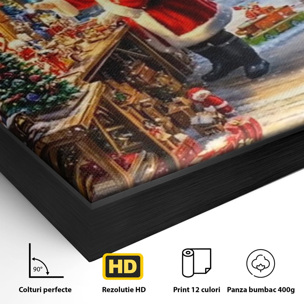 Leinwand Wandkunst Canvas Premium, LuxCanva® D1122, Wunder von Lappland, Winter, Weihnachten, Werkstatt, Spielzeug, Kinder, Werkstatt, Elfen, Verpackung, Geschenke, Schenken, Hoffnung, Weihnachtsmann, Wohnen, Schlafzimmer