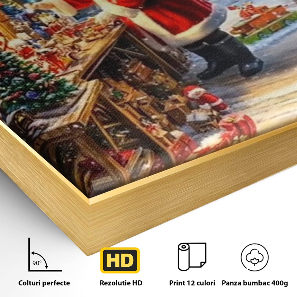 Leinwand Wandkunst Canvas Premium, LuxCanva® D1122, Wunder von Lappland, Winter, Weihnachten, Werkstatt, Spielzeug, Kinder, Werkstatt, Elfen, Verpackung, Geschenke, Schenken, Hoffnung, Weihnachtsmann, Wohnen, Schlafzimmer