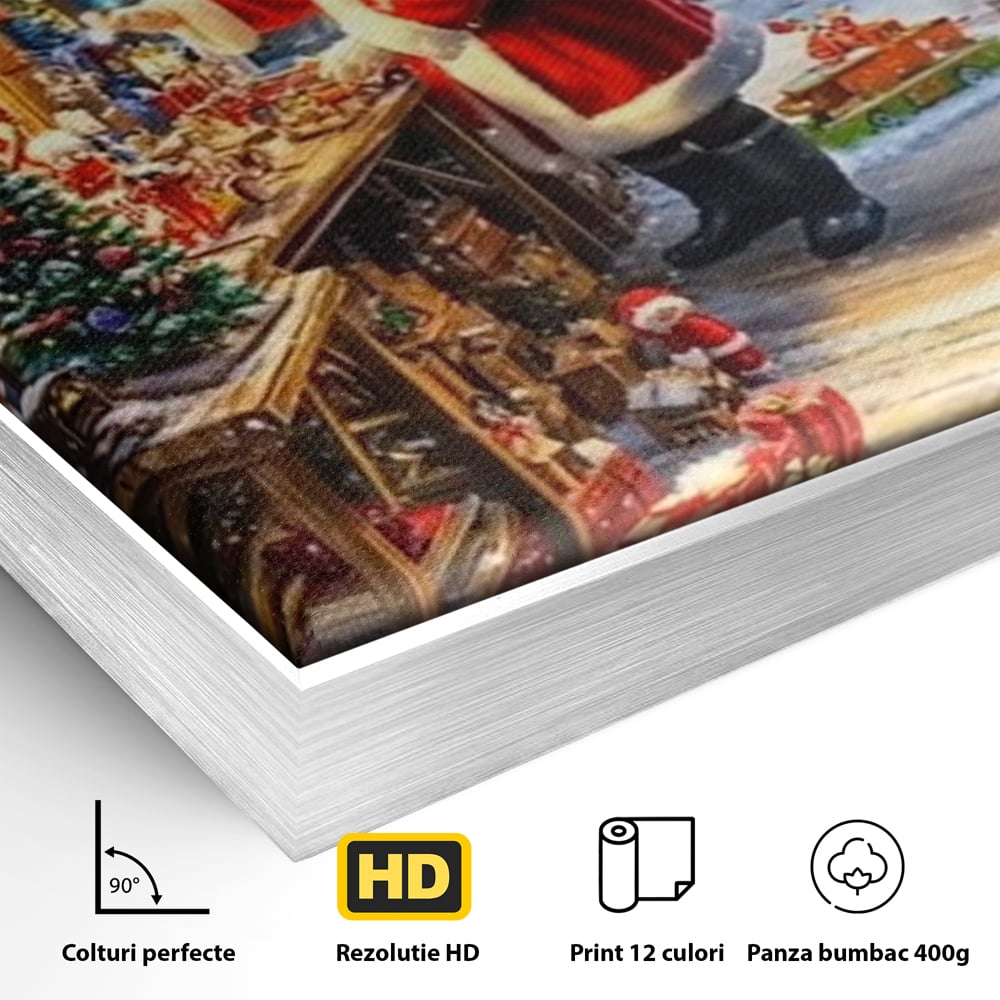 Leinwand Wandkunst Canvas Premium, LuxCanva® D1122, Wunder von Lappland, Winter, Weihnachten, Werkstatt, Spielzeug, Kinder, Werkstatt, Elfen, Verpackung, Geschenke, Schenken, Hoffnung, Weihnachtsmann, Wohnen, Schlafzimmer