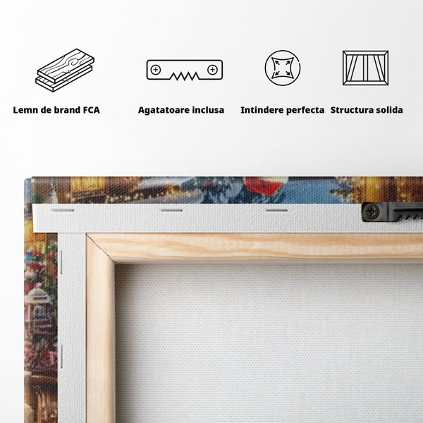 Leinwand Wandkunst Canvas Premium, LuxCanva® D1122, Wunder von Lappland, Winter, Weihnachten, Werkstatt, Spielzeug, Kinder, Werkstatt, Elfen, Verpackung, Geschenke, Schenken, Hoffnung, Weihnachtsmann, Wohnen, Schlafzimmer