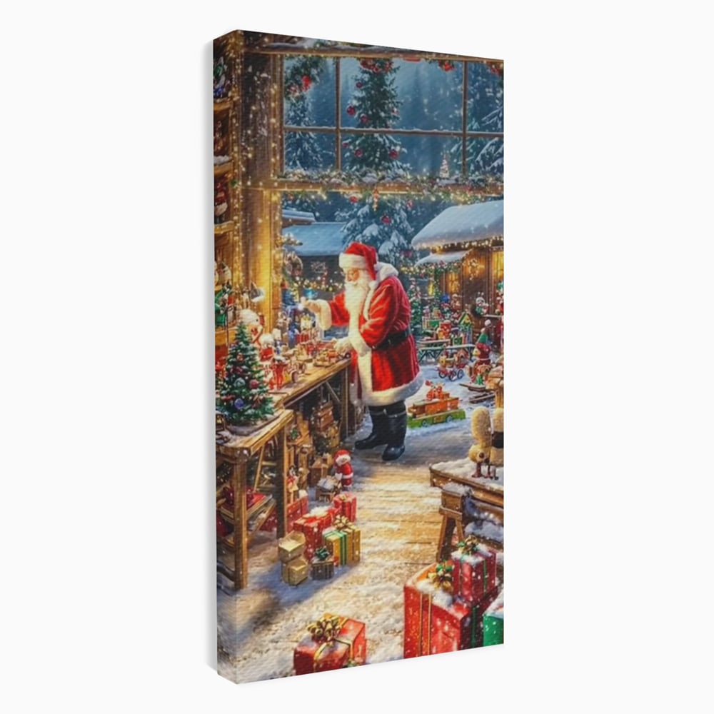 Leinwand Wandkunst Canvas Premium, LuxCanva® D1122, Wunder von Lappland, Winter, Weihnachten, Werkstatt, Spielzeug, Kinder, Werkstatt, Elfen, Verpackung, Geschenke, Schenken, Hoffnung, Weihnachtsmann, Wohnen, Schlafzimmer