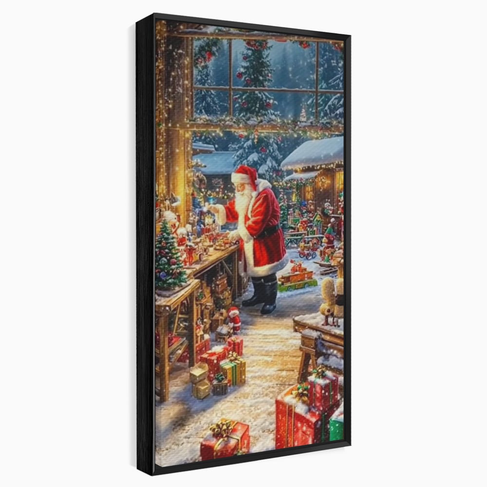 Leinwand Wandkunst Canvas Premium, LuxCanva® D1122, Wunder von Lappland, Winter, Weihnachten, Werkstatt, Spielzeug, Kinder, Werkstatt, Elfen, Verpackung, Geschenke, Schenken, Hoffnung, Weihnachtsmann, Wohnen, Schlafzimmer