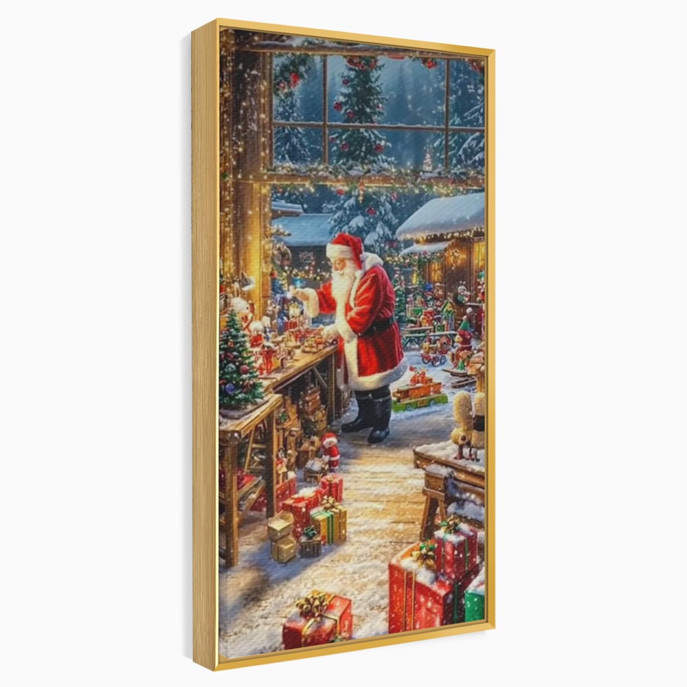 Leinwand Wandkunst Canvas Premium, LuxCanva® D1122, Wunder von Lappland, Winter, Weihnachten, Werkstatt, Spielzeug, Kinder, Werkstatt, Elfen, Verpackung, Geschenke, Schenken, Hoffnung, Weihnachtsmann, Wohnen, Schlafzimmer
