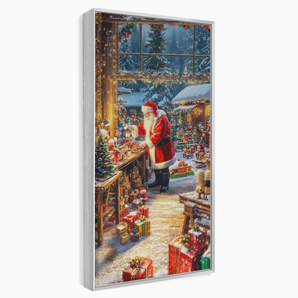 Leinwand Wandkunst Canvas Premium, LuxCanva® D1122, Wunder von Lappland, Winter, Weihnachten, Werkstatt, Spielzeug, Kinder, Werkstatt, Elfen, Verpackung, Geschenke, Schenken, Hoffnung, Weihnachtsmann, Wohnen, Schlafzimmer