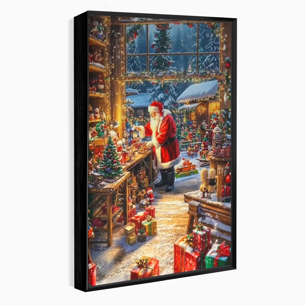 Leinwand Wandkunst Canvas Premium, LuxCanva® D1122, Wunder von Lappland, Winter, Weihnachten, Werkstatt, Spielzeug, Kinder, Werkstatt, Elfen, Verpackung, Geschenke, Schenken, Hoffnung, Weihnachtsmann, Wohnen, Schlafzimmer