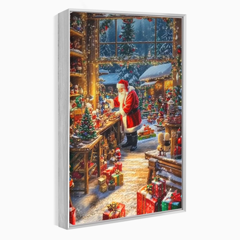 Leinwand Wandkunst Canvas Premium, LuxCanva® D1122, Wunder von Lappland, Winter, Weihnachten, Werkstatt, Spielzeug, Kinder, Werkstatt, Elfen, Verpackung, Geschenke, Schenken, Hoffnung, Weihnachtsmann, Wohnen, Schlafzimmer
