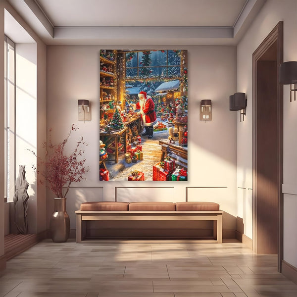 Leinwand Wandkunst Canvas Premium, LuxCanva® D1122, Wunder von Lappland, Winter, Weihnachten, Werkstatt, Spielzeug, Kinder, Werkstatt, Elfen, Verpackung, Geschenke, Schenken, Hoffnung, Weihnachtsmann, Wohnen, Schlafzimmer
