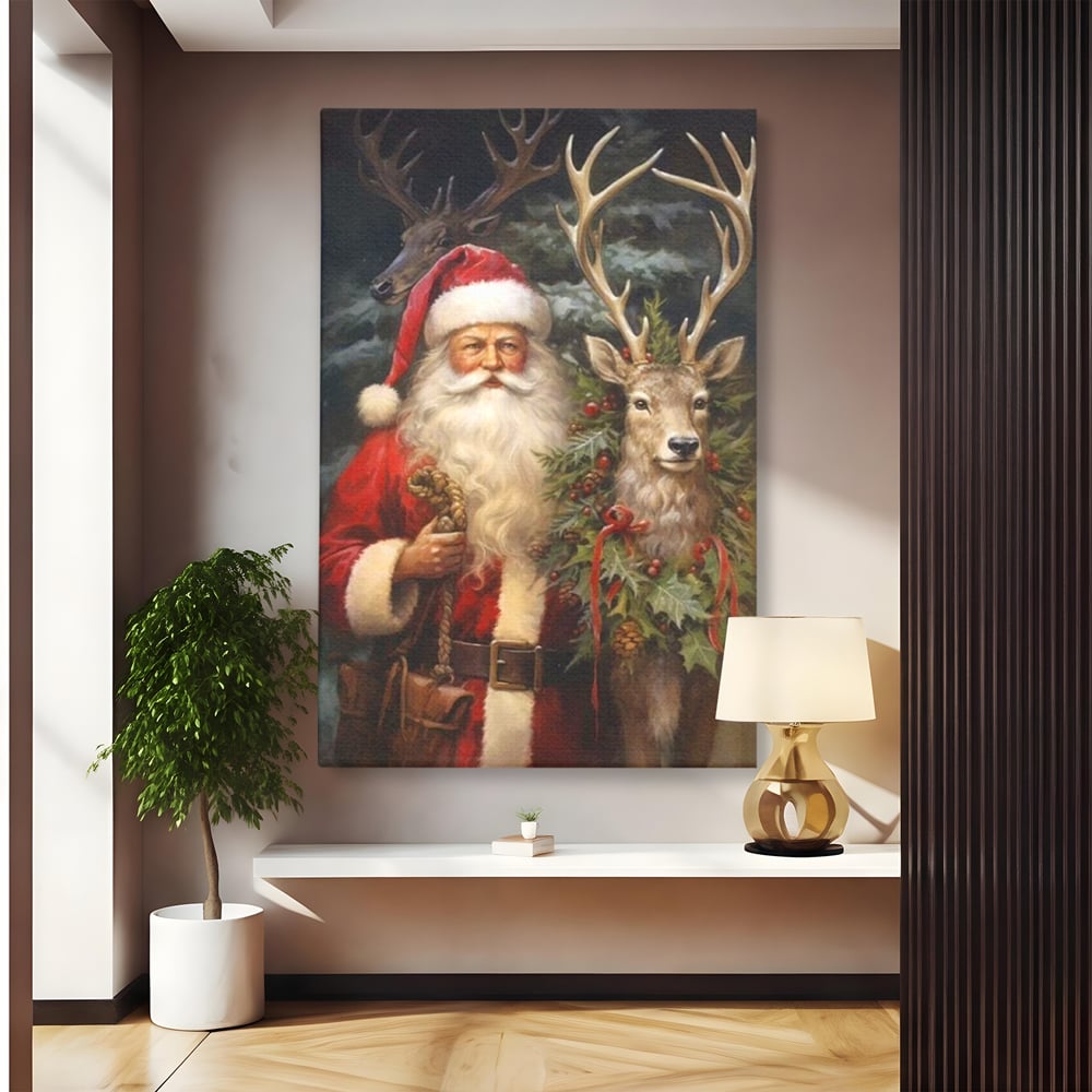 Tablou Canvas Premium, LuxCanva® D1123, Mosul si Regele Padurii, Cerb, Prietenie, Padure, Fermecat, Noblete, Ren, Calatorie, Craciun, Ajun, Speranta, Pace, Living, Dormitor