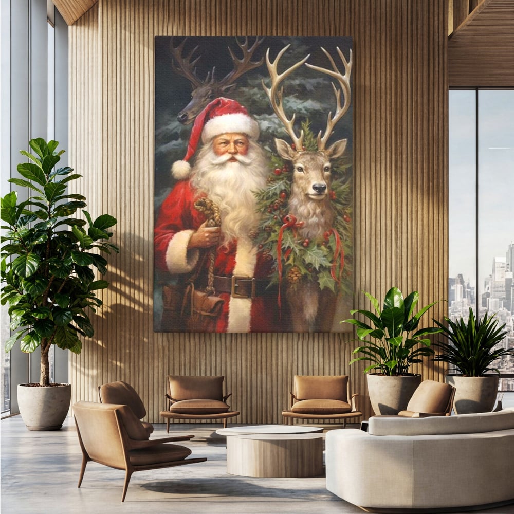 Tablou Canvas Premium, LuxCanva® D1123, Mosul si Regele Padurii, Cerb, Prietenie, Padure, Fermecat, Noblete, Ren, Calatorie, Craciun, Ajun, Speranta, Pace, Living, Dormitor