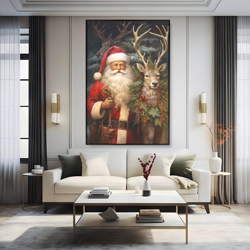 Tablou Canvas Premium, LuxCanva® D1123, Mosul si Regele Padurii, Cerb, Prietenie, Padure, Fermecat, Noblete, Ren, Calatorie, Craciun, Ajun, Speranta, Pace, Living, Dormitor
