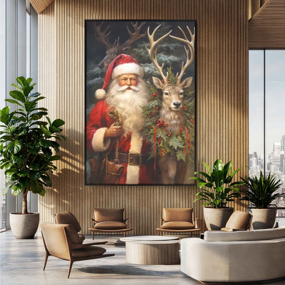 Tablou Canvas Premium, LuxCanva® D1123, Mosul si Regele Padurii, Cerb, Prietenie, Padure, Fermecat, Noblete, Ren, Calatorie, Craciun, Ajun, Speranta, Pace, Living, Dormitor