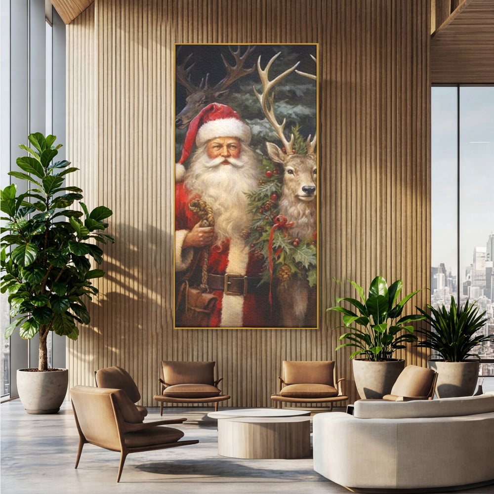 Tablou Canvas Premium, LuxCanva® D1123, Mosul si Regele Padurii, Cerb, Prietenie, Padure, Fermecat, Noblete, Ren, Calatorie, Craciun, Ajun, Speranta, Pace, Living, Dormitor