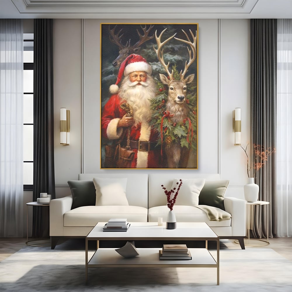 Tablou Canvas Premium, LuxCanva® D1123, Mosul si Regele Padurii, Cerb, Prietenie, Padure, Fermecat, Noblete, Ren, Calatorie, Craciun, Ajun, Speranta, Pace, Living, Dormitor