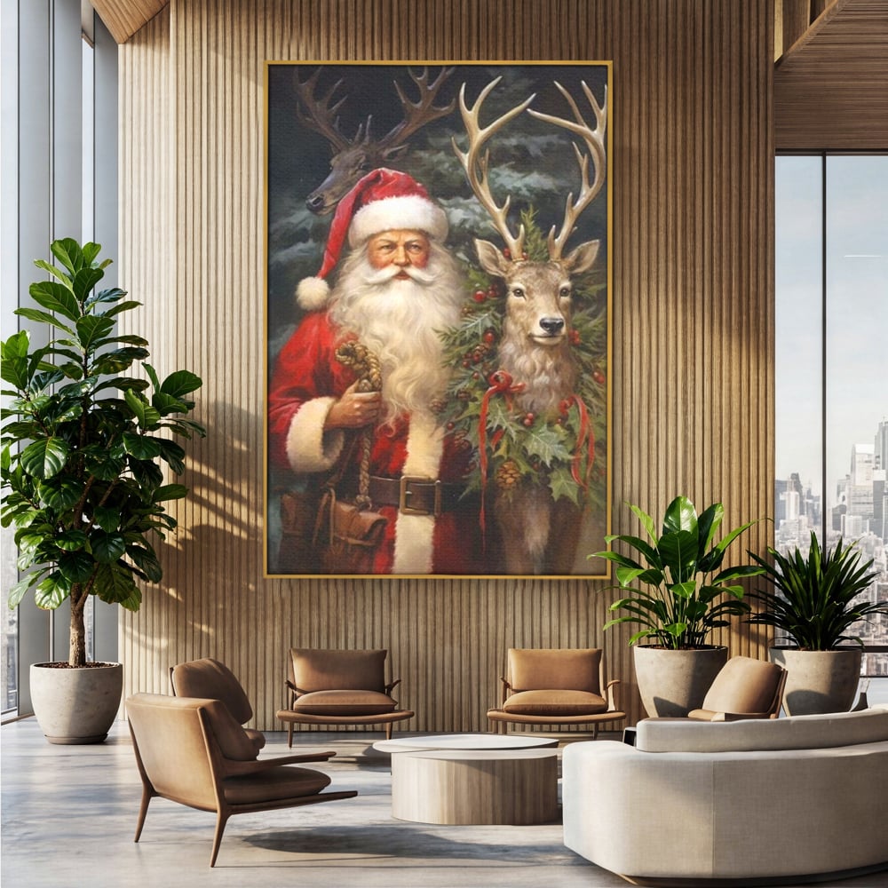Tablou Canvas Premium, LuxCanva® D1123, Mosul si Regele Padurii, Cerb, Prietenie, Padure, Fermecat, Noblete, Ren, Calatorie, Craciun, Ajun, Speranta, Pace, Living, Dormitor