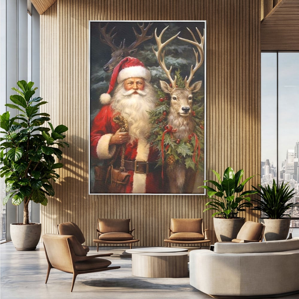 Tablou Canvas Premium, LuxCanva® D1123, Mosul si Regele Padurii, Cerb, Prietenie, Padure, Fermecat, Noblete, Ren, Calatorie, Craciun, Ajun, Speranta, Pace, Living, Dormitor