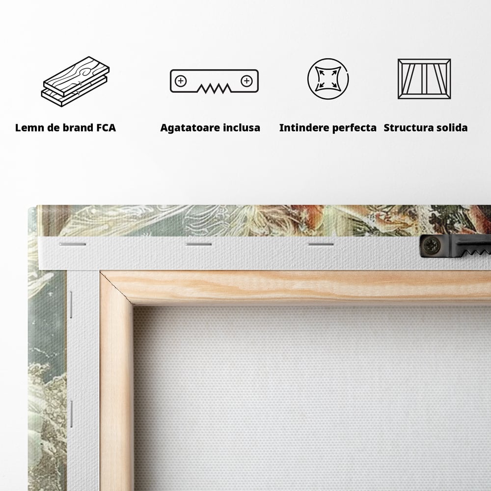 Leinwand Wandkunst Canvas Premium, LuxCanva® D1124, Weihnachtsfee, Flügel, Fenster, Flügel, Flügel, Fenster, Tanne, Staub, Sterne, Magie, Tanz, Märchen, Märchen, Tanzen, Märchen, Engel, Fee, Wunder, Weihnachten, Wohnen, Schlafzimmer