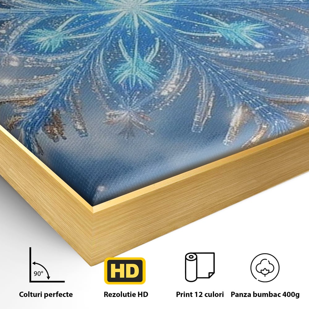 Tablou Canvas Premium, LuxCanva® D1127, Magia Unui Fulg, Fulg, Nea, Gheata, Ger, Sclipire, Cristal, Alb, Albastru, Iarna, Delicatete, Zapada, Fragilitate, Polar, Living, Dormitor