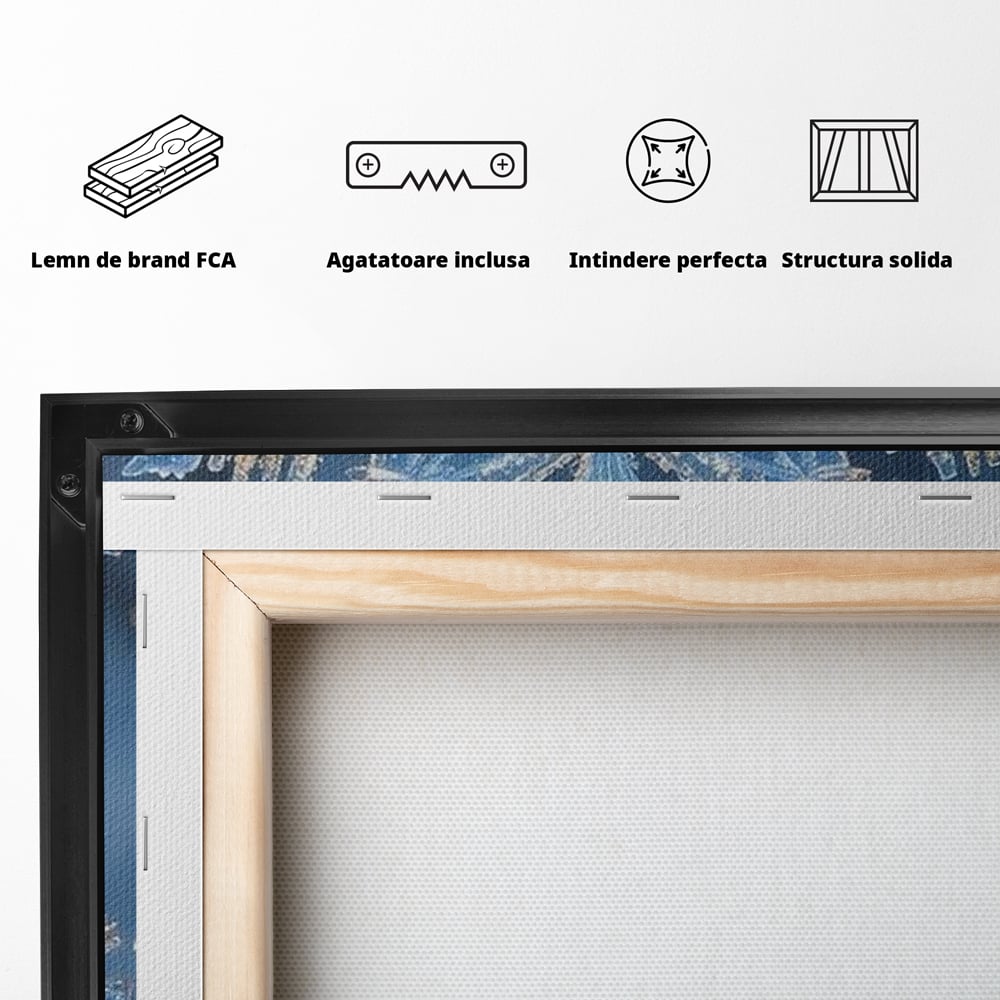 Tablou Canvas Premium, LuxCanva® D1127, Magia Unui Fulg, Fulg, Nea, Gheata, Ger, Sclipire, Cristal, Alb, Albastru, Iarna, Delicatete, Zapada, Fragilitate, Polar, Living, Dormitor