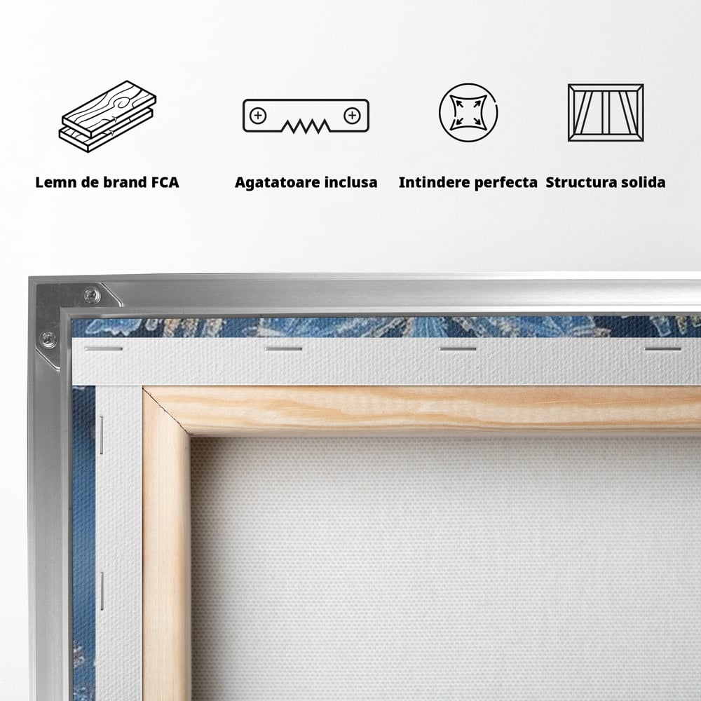 Tablou Canvas Premium, LuxCanva® D1127, Magia Unui Fulg, Fulg, Nea, Gheata, Ger, Sclipire, Cristal, Alb, Albastru, Iarna, Delicatete, Zapada, Fragilitate, Polar, Living, Dormitor