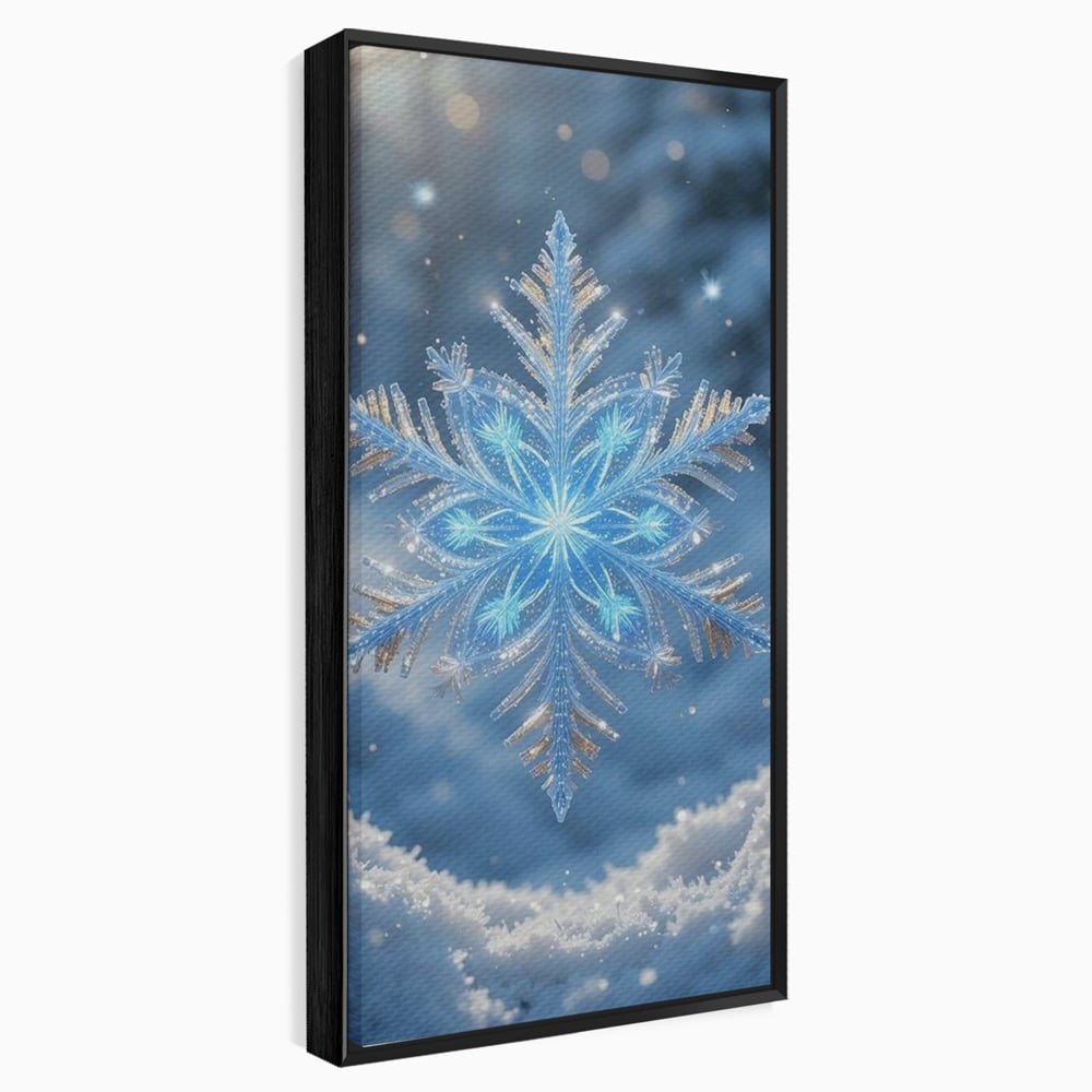 Tablou Canvas Premium, LuxCanva® D1127, Magia Unui Fulg, Fulg, Nea, Gheata, Ger, Sclipire, Cristal, Alb, Albastru, Iarna, Delicatete, Zapada, Fragilitate, Polar, Living, Dormitor
