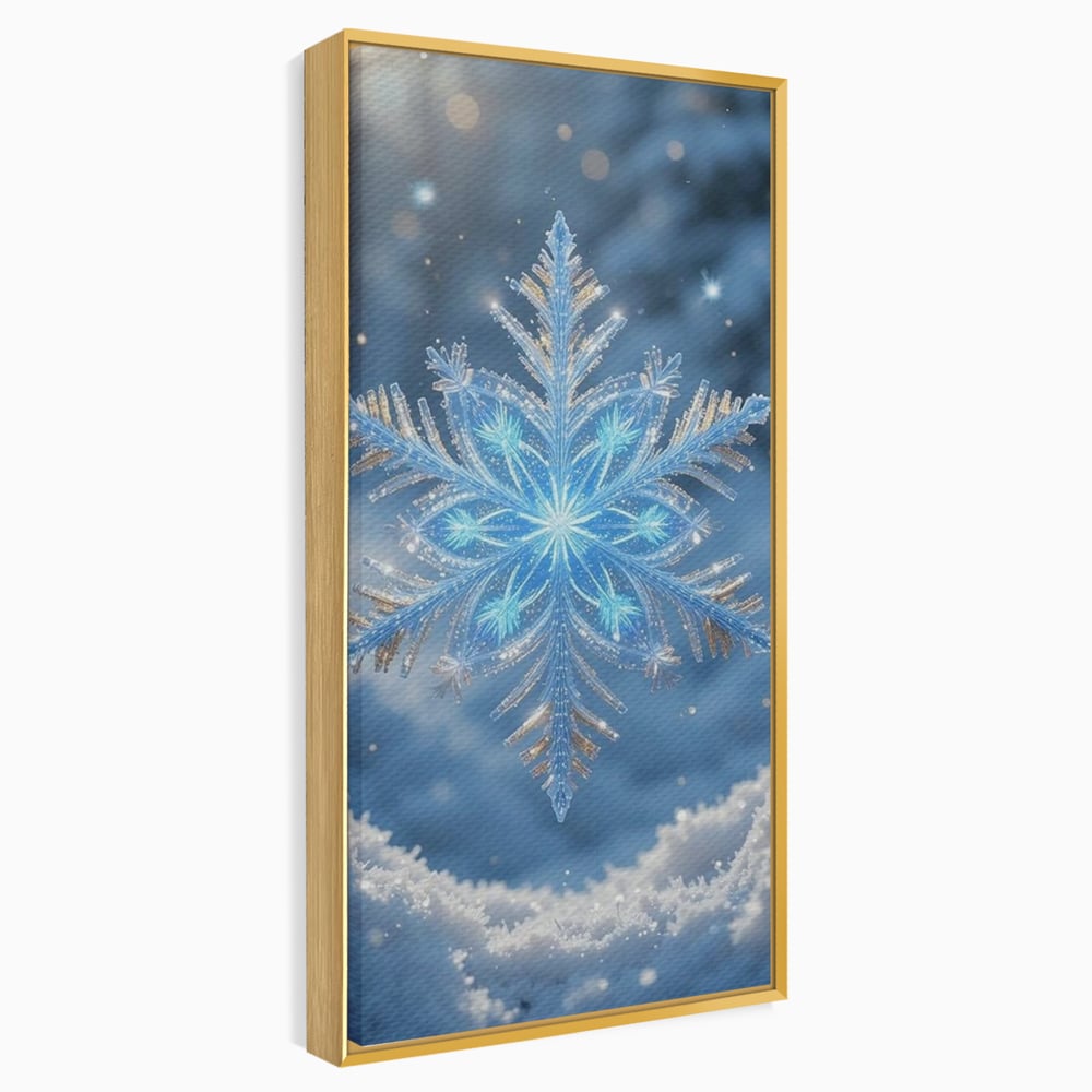 Tablou Canvas Premium, LuxCanva® D1127, Magia Unui Fulg, Fulg, Nea, Gheata, Ger, Sclipire, Cristal, Alb, Albastru, Iarna, Delicatete, Zapada, Fragilitate, Polar, Living, Dormitor