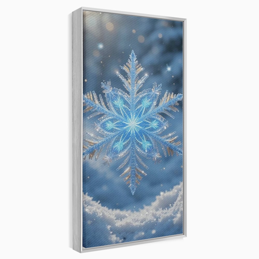 Tablou Canvas Premium, LuxCanva® D1127, Magia Unui Fulg, Fulg, Nea, Gheata, Ger, Sclipire, Cristal, Alb, Albastru, Iarna, Delicatete, Zapada, Fragilitate, Polar, Living, Dormitor