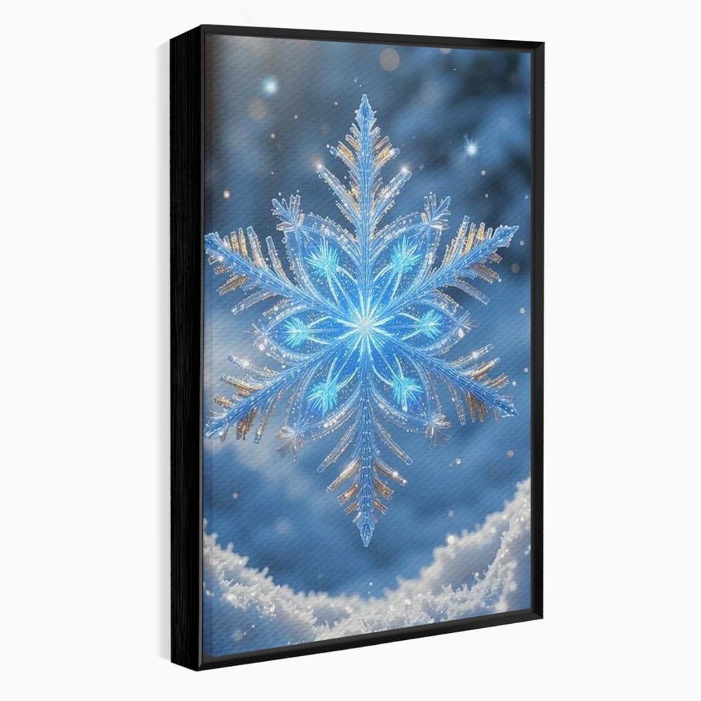 Tablou Canvas Premium, LuxCanva® D1127, Magia Unui Fulg, Fulg, Nea, Gheata, Ger, Sclipire, Cristal, Alb, Albastru, Iarna, Delicatete, Zapada, Fragilitate, Polar, Living, Dormitor