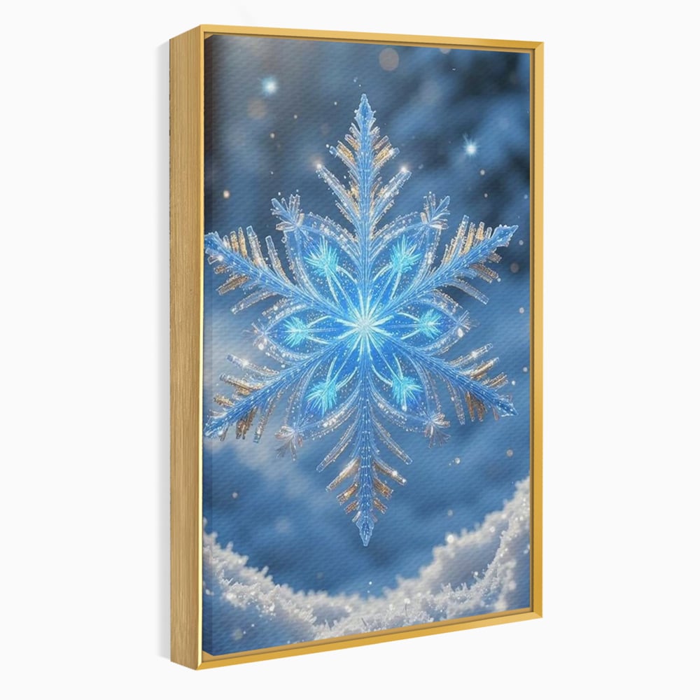 Tablou Canvas Premium, LuxCanva® D1127, Magia Unui Fulg, Fulg, Nea, Gheata, Ger, Sclipire, Cristal, Alb, Albastru, Iarna, Delicatete, Zapada, Fragilitate, Polar, Living, Dormitor