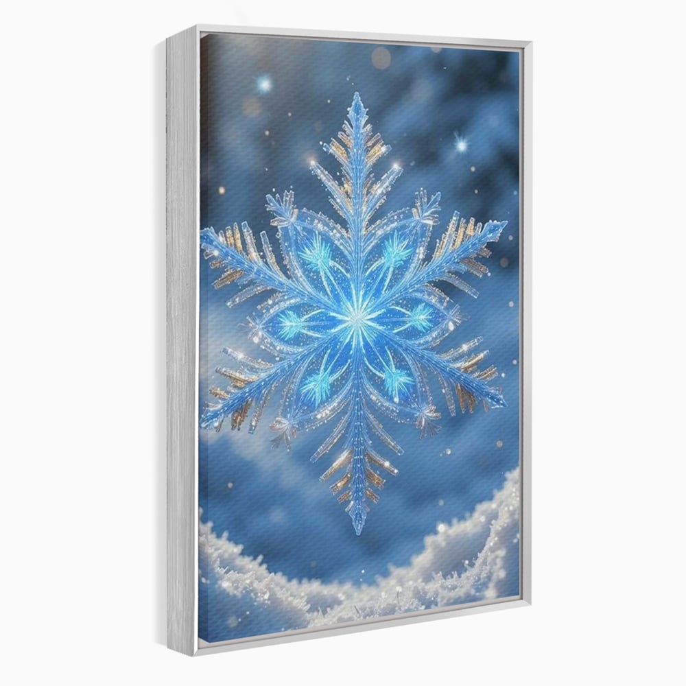 Tablou Canvas Premium, LuxCanva® D1127, Magia Unui Fulg, Fulg, Nea, Gheata, Ger, Sclipire, Cristal, Alb, Albastru, Iarna, Delicatete, Zapada, Fragilitate, Polar, Living, Dormitor