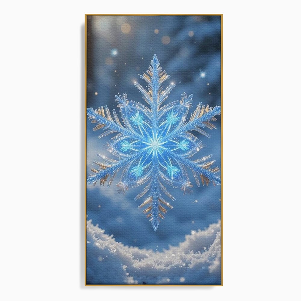 Tablou Canvas Premium, LuxCanva® D1127, Magia Unui Fulg, Fulg, Nea, Gheata, Ger, Sclipire, Cristal, Alb, Albastru, Iarna, Delicatete, Zapada, Fragilitate, Polar, Living, Dormitor