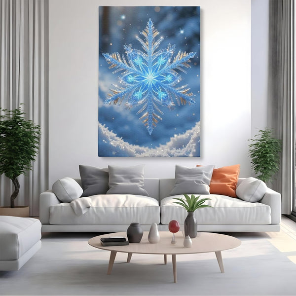 Tablou Canvas Premium, LuxCanva® D1127, Magia Unui Fulg, Fulg, Nea, Gheata, Ger, Sclipire, Cristal, Alb, Albastru, Iarna, Delicatete, Zapada, Fragilitate, Polar, Living, Dormitor