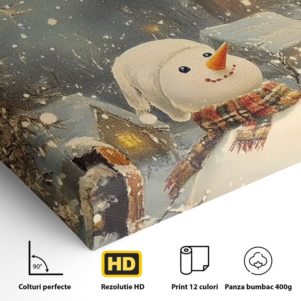 Leinwandbilder Premium, LuxCanva® D1128, Weißer Gast des Abends, Mann, Schnee, Fröhlich, Magisch, Dorf, Verschneit, Haus, Hell, Kalt, Winter, Kindheit, Schnee, Schnee, Schnee, Schnee, Schnee, Schnee, Wohnen, Schlafzimmer