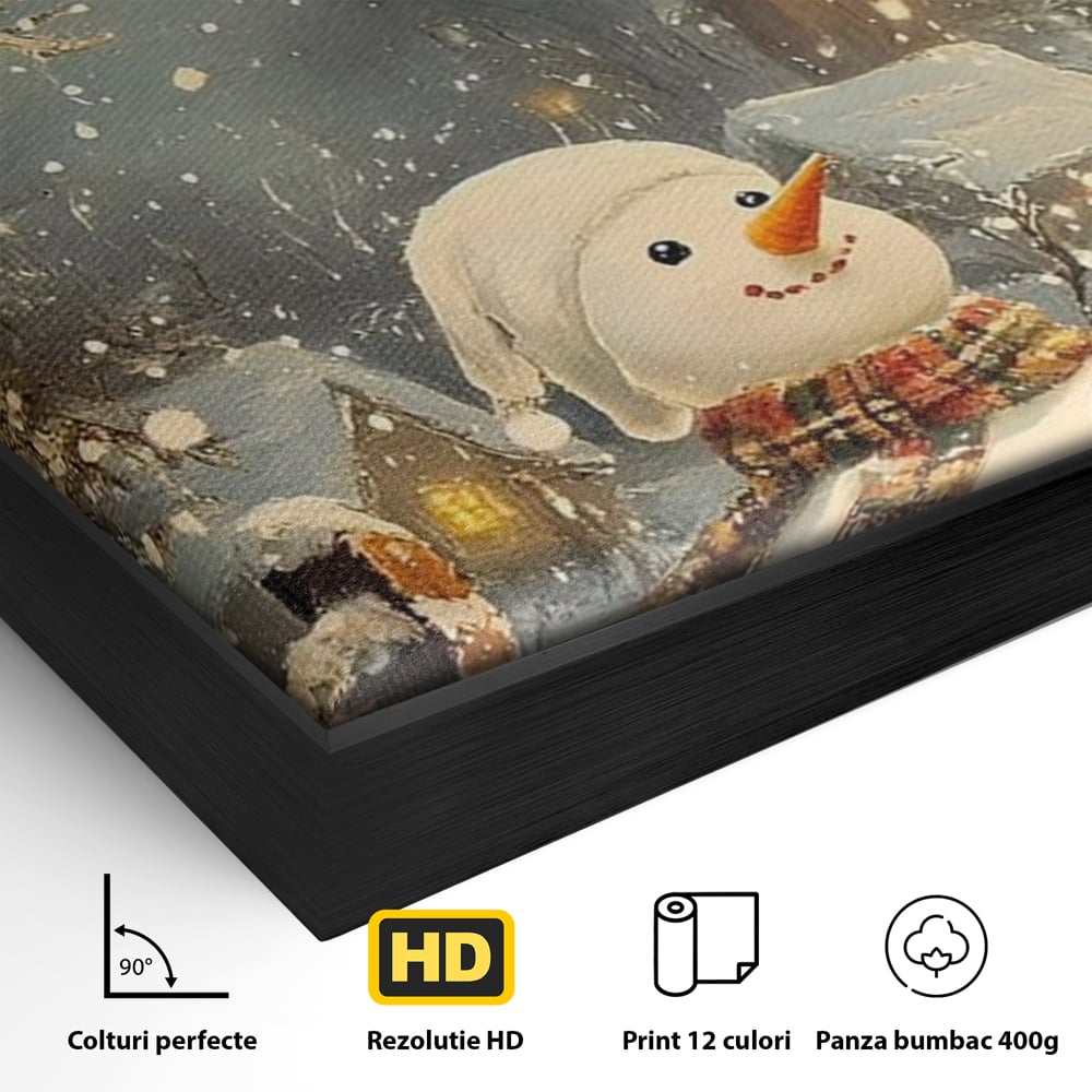 Leinwandbilder Premium, LuxCanva® D1128, Weißer Gast des Abends, Mann, Schnee, Fröhlich, Magisch, Dorf, Verschneit, Haus, Hell, Kalt, Winter, Kindheit, Schnee, Schnee, Schnee, Schnee, Schnee, Schnee, Wohnen, Schlafzimmer