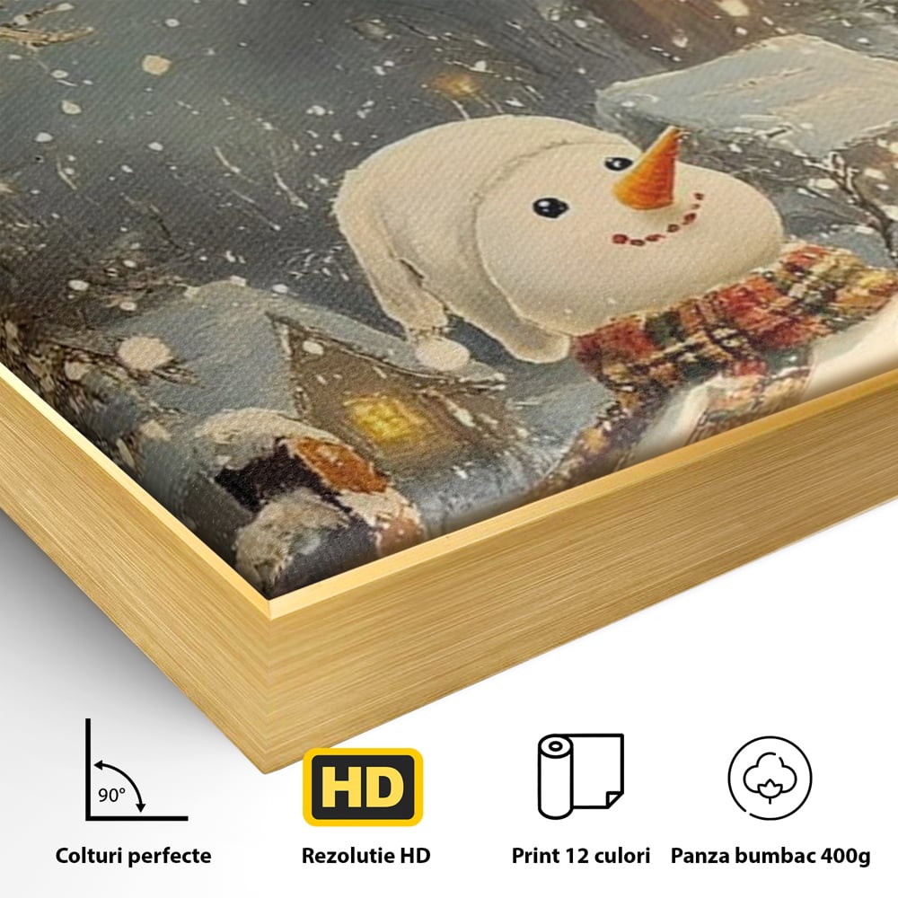 Leinwandbilder Premium, LuxCanva® D1128, Weißer Gast des Abends, Mann, Schnee, Fröhlich, Magisch, Dorf, Verschneit, Haus, Hell, Kalt, Winter, Kindheit, Schnee, Schnee, Schnee, Schnee, Schnee, Schnee, Wohnen, Schlafzimmer