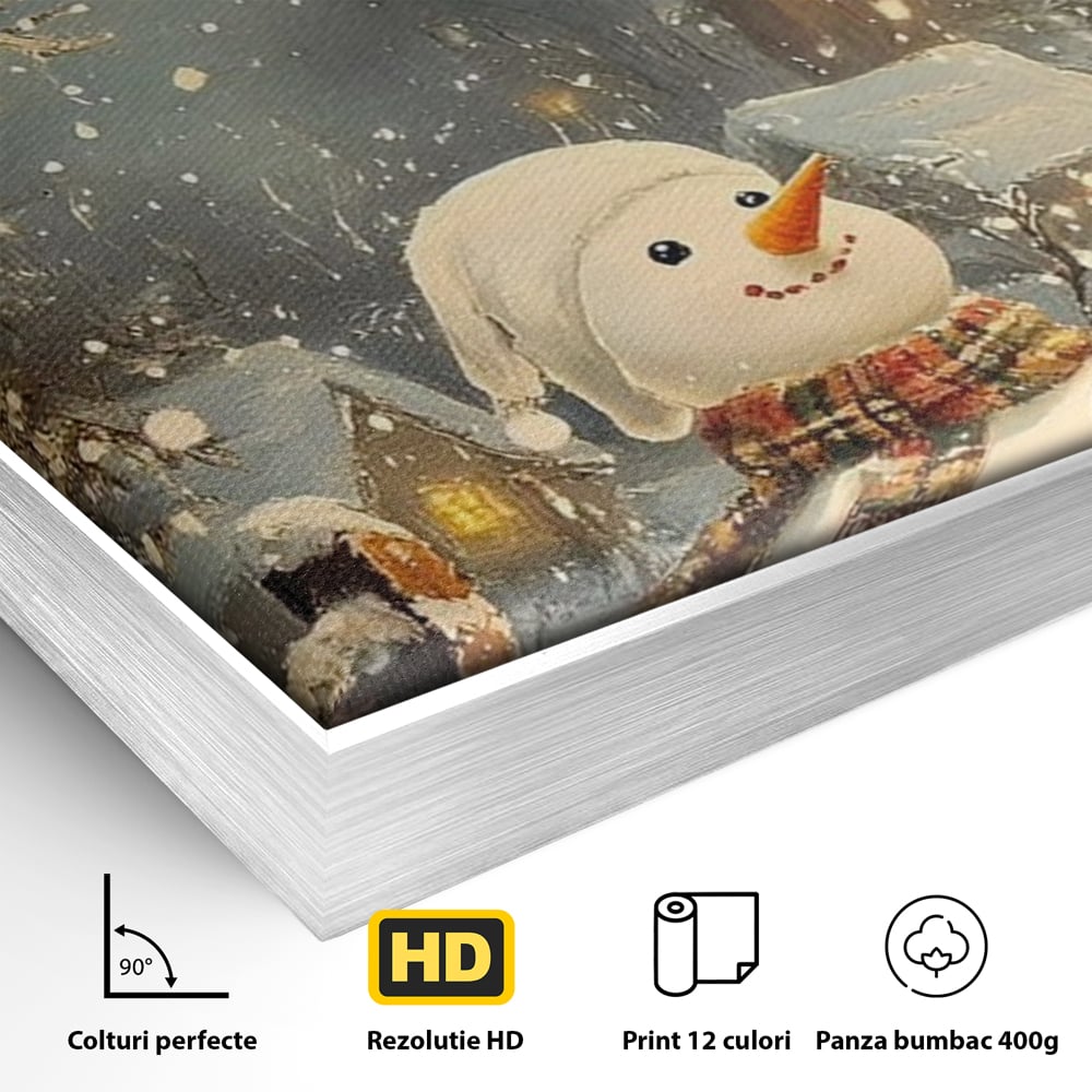 Leinwandbilder Premium, LuxCanva® D1128, Weißer Gast des Abends, Mann, Schnee, Fröhlich, Magisch, Dorf, Verschneit, Haus, Hell, Kalt, Winter, Kindheit, Schnee, Schnee, Schnee, Schnee, Schnee, Schnee, Wohnen, Schlafzimmer