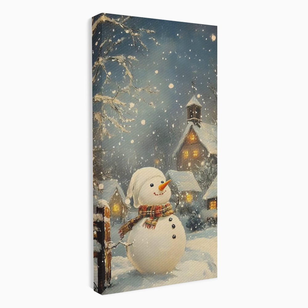 Leinwandbilder Premium, LuxCanva® D1128, Weißer Gast des Abends, Mann, Schnee, Fröhlich, Magisch, Dorf, Verschneit, Haus, Hell, Kalt, Winter, Kindheit, Schnee, Schnee, Schnee, Schnee, Schnee, Schnee, Wohnen, Schlafzimmer