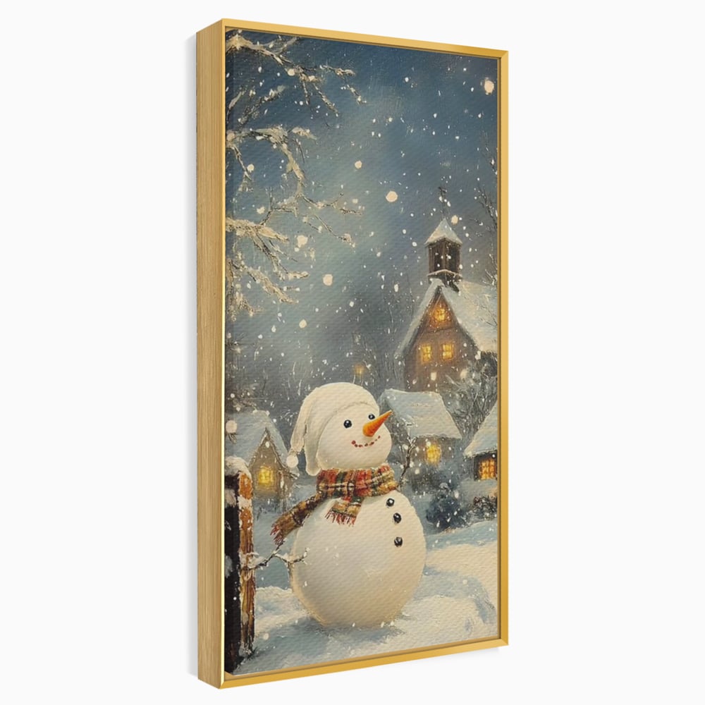 Leinwandbilder Premium, LuxCanva® D1128, Weißer Gast des Abends, Mann, Schnee, Fröhlich, Magisch, Dorf, Verschneit, Haus, Hell, Kalt, Winter, Kindheit, Schnee, Schnee, Schnee, Schnee, Schnee, Schnee, Wohnen, Schlafzimmer