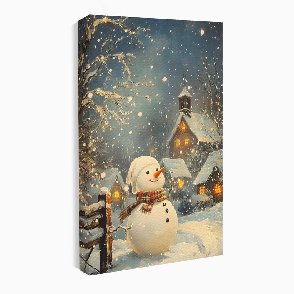 Leinwandbilder Premium, LuxCanva® D1128, Weißer Gast des Abends, Mann, Schnee, Fröhlich, Magisch, Dorf, Verschneit, Haus, Hell, Kalt, Winter, Kindheit, Schnee, Schnee, Schnee, Schnee, Schnee, Schnee, Wohnen, Schlafzimmer