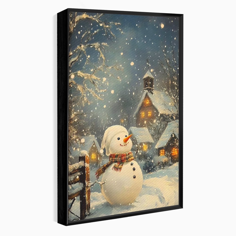 Leinwandbilder Premium, LuxCanva® D1128, Weißer Gast des Abends, Mann, Schnee, Fröhlich, Magisch, Dorf, Verschneit, Haus, Hell, Kalt, Winter, Kindheit, Schnee, Schnee, Schnee, Schnee, Schnee, Schnee, Wohnen, Schlafzimmer