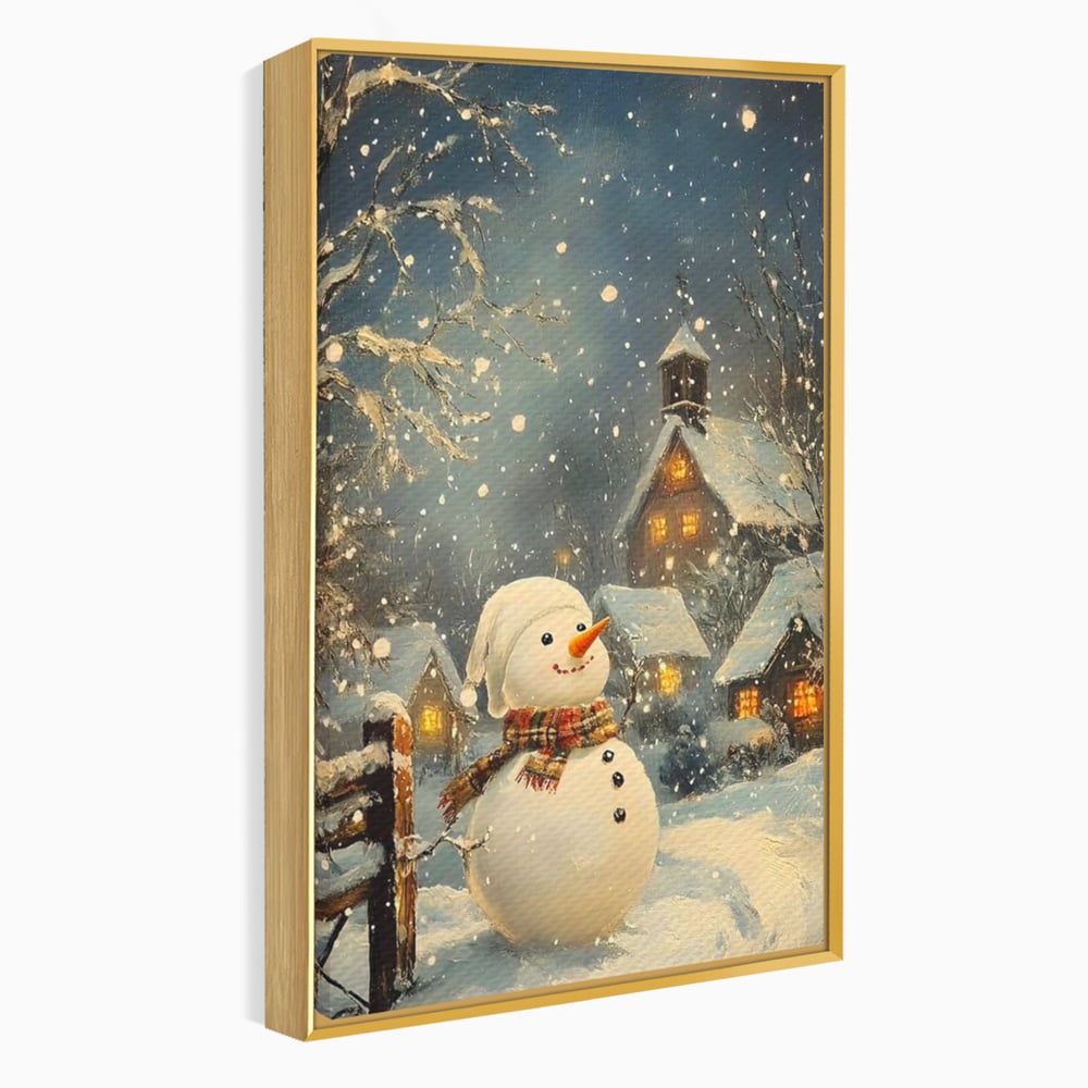 Leinwandbilder Premium, LuxCanva® D1128, Weißer Gast des Abends, Mann, Schnee, Fröhlich, Magisch, Dorf, Verschneit, Haus, Hell, Kalt, Winter, Kindheit, Schnee, Schnee, Schnee, Schnee, Schnee, Schnee, Wohnen, Schlafzimmer