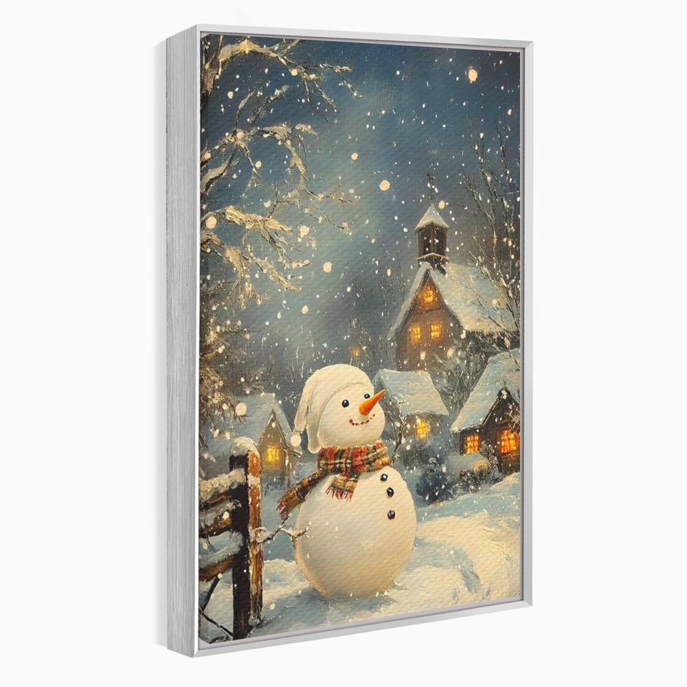 Leinwandbilder Premium, LuxCanva® D1128, Weißer Gast des Abends, Mann, Schnee, Fröhlich, Magisch, Dorf, Verschneit, Haus, Hell, Kalt, Winter, Kindheit, Schnee, Schnee, Schnee, Schnee, Schnee, Schnee, Wohnen, Schlafzimmer