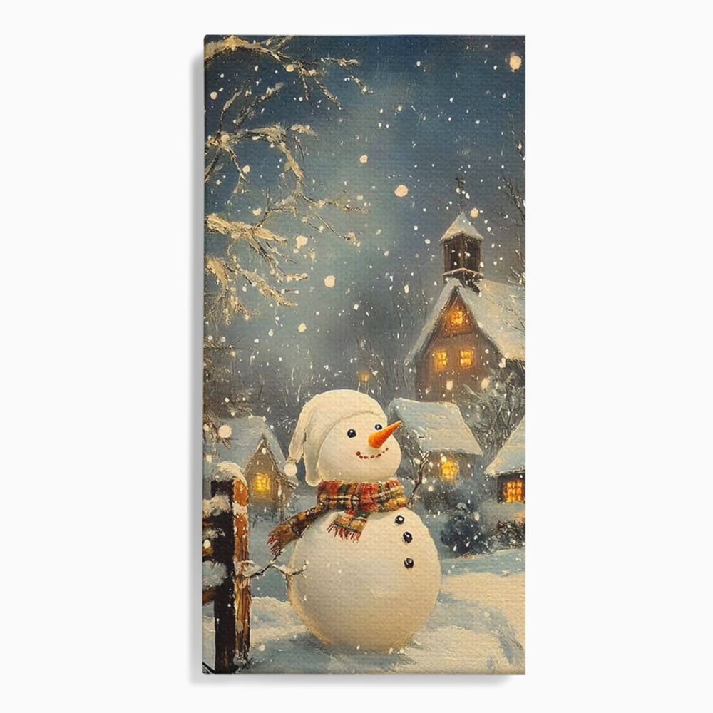 Leinwandbilder Premium, LuxCanva® D1128, Weißer Gast des Abends, Mann, Schnee, Fröhlich, Magisch, Dorf, Verschneit, Haus, Hell, Kalt, Winter, Kindheit, Schnee, Schnee, Schnee, Schnee, Schnee, Schnee, Wohnen, Schlafzimmer