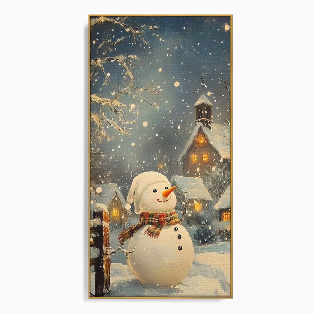 Leinwandbilder Premium, LuxCanva® D1128, Weißer Gast des Abends, Mann, Schnee, Fröhlich, Magisch, Dorf, Verschneit, Haus, Hell, Kalt, Winter, Kindheit, Schnee, Schnee, Schnee, Schnee, Schnee, Schnee, Wohnen, Schlafzimmer